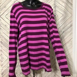 eddie bauer XL pink  cotton stretch stripe shirt